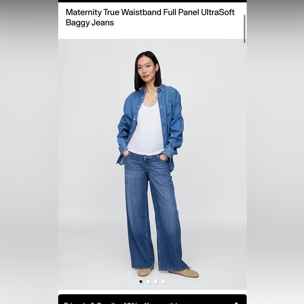 Gap jeans maternity true waistband full panel ultra soft baggy Jean sz 30 / 10
